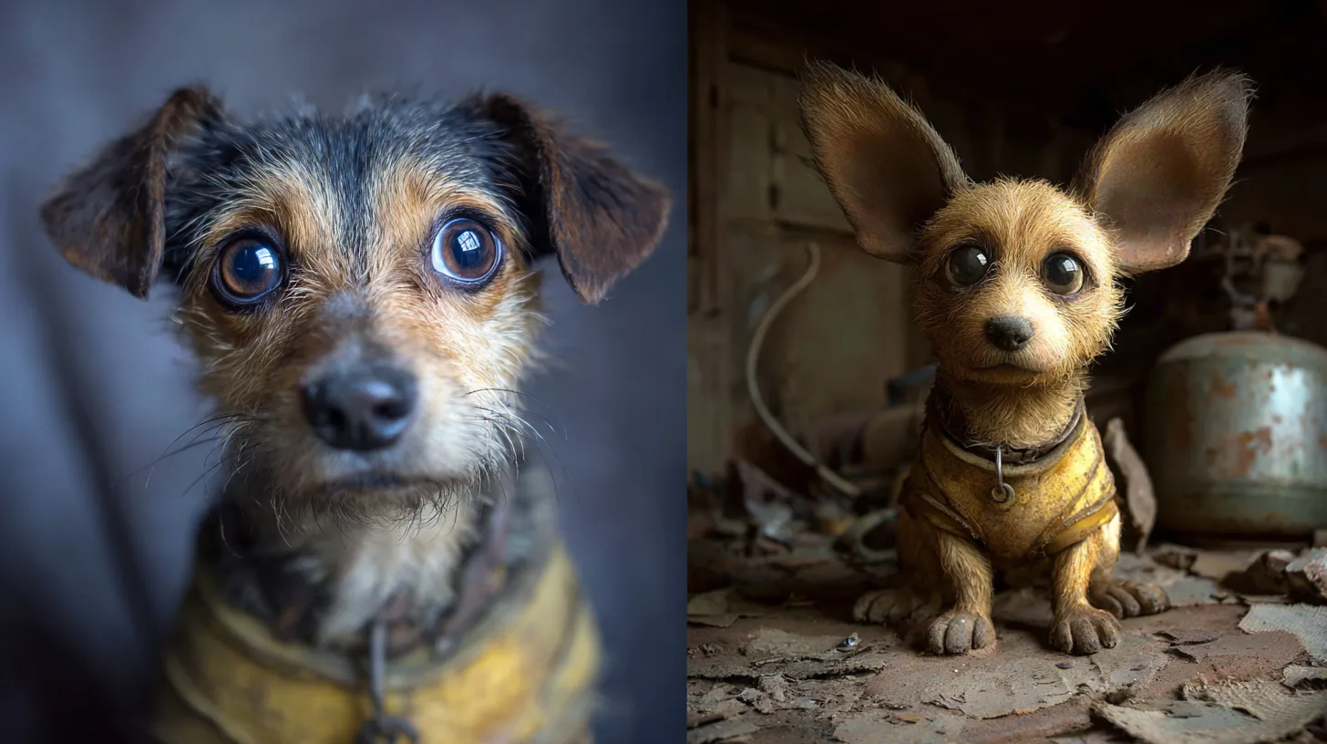 Before and after of an abandoned pet’s rescue journey