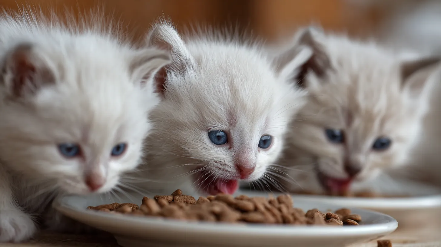 Weaning stages chart for kittens with wet and dry food progression