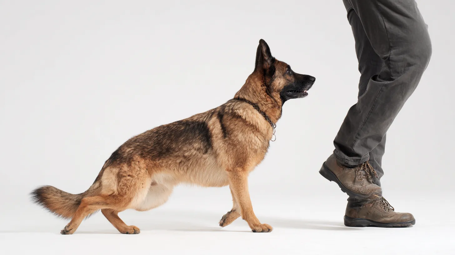 Dog walking at heel during obedience training session