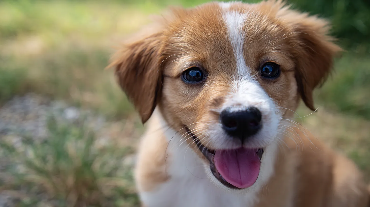 friendly socialized puppy playing with children