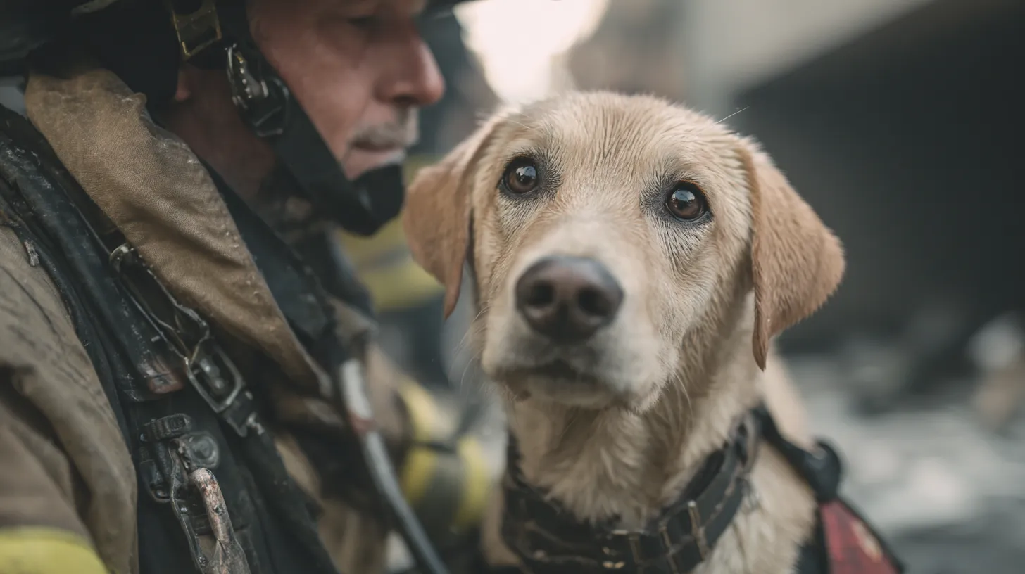 Hero dog saving child from fire