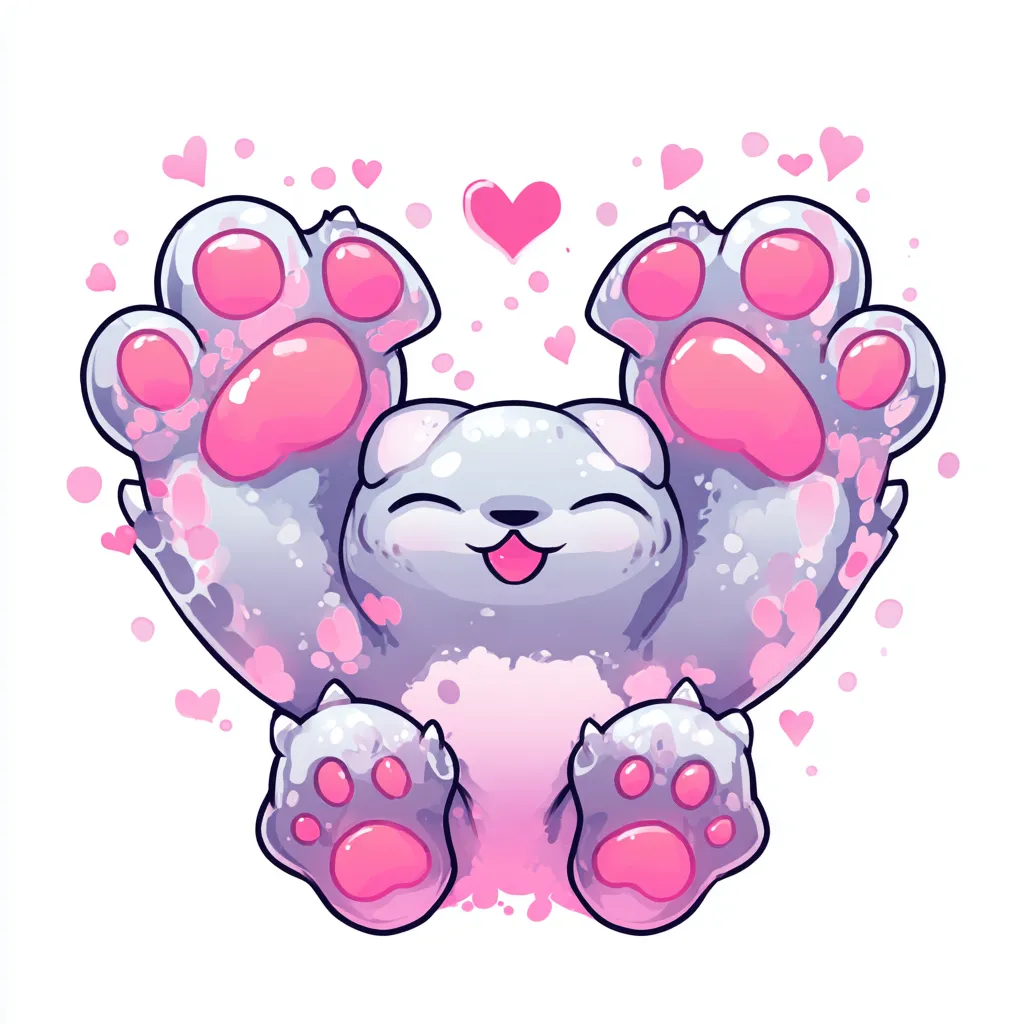 Kawaii paw heart icon in pink and teal