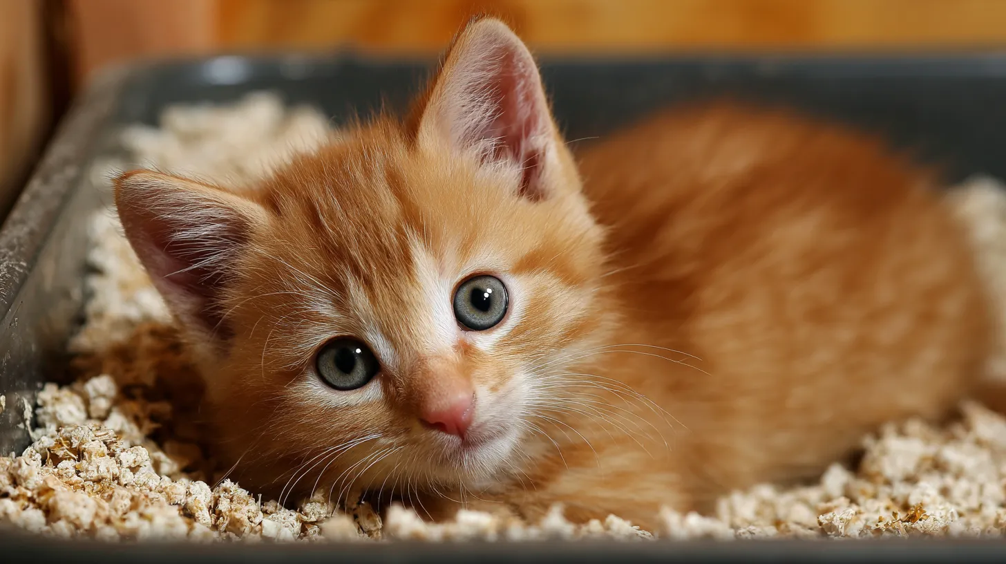 kitten using a litter box