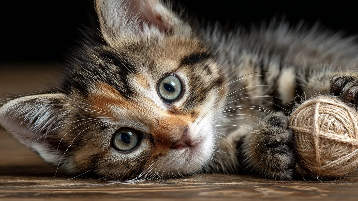 Kitten learning and play stage Playful kitten exploring