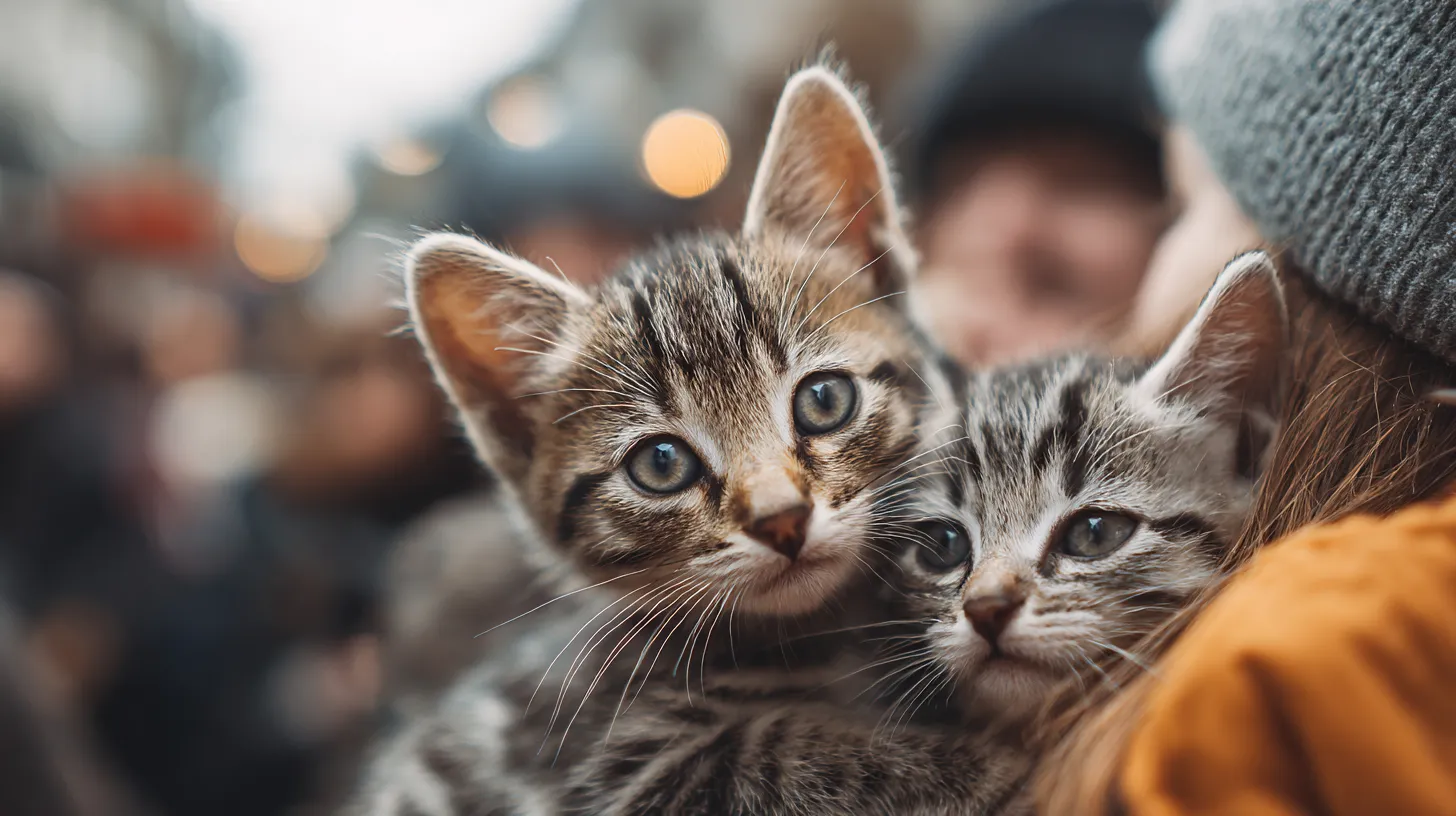 Kitten meeting new people