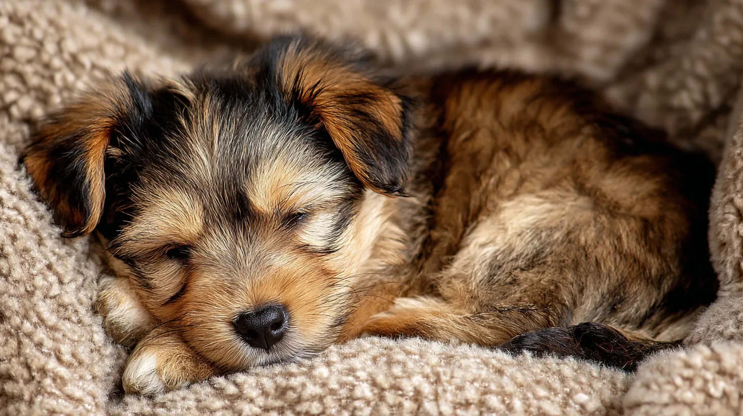 happy puppy receiving care at home