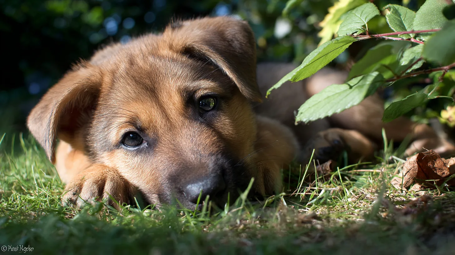 Puppy playing in a sunny garden