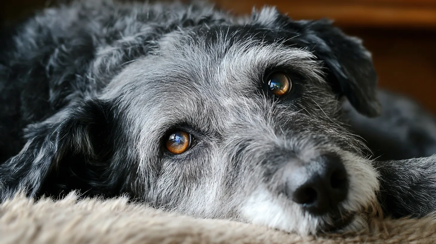 senior dog receiving gentle care and affection
