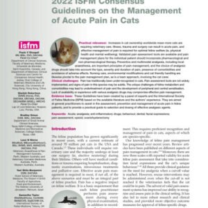 (eBook) 2022 ISFM Consensus Guidelines on the Management of Acute Pain in Cats By Paulo V Steagall