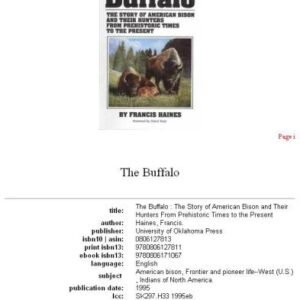 (eBook) The Buffalo: The Story of American Bison and Their Hunters from Prehistoric Times to the Present By Francis Haines